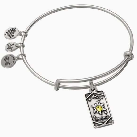 EUC - ALEX AND ANI Energy Sun Oracle Charm Bangle Bracelet in Rafaelian Silver - Picture 1 of 11